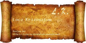 Locz Krizosztom névjegykártya